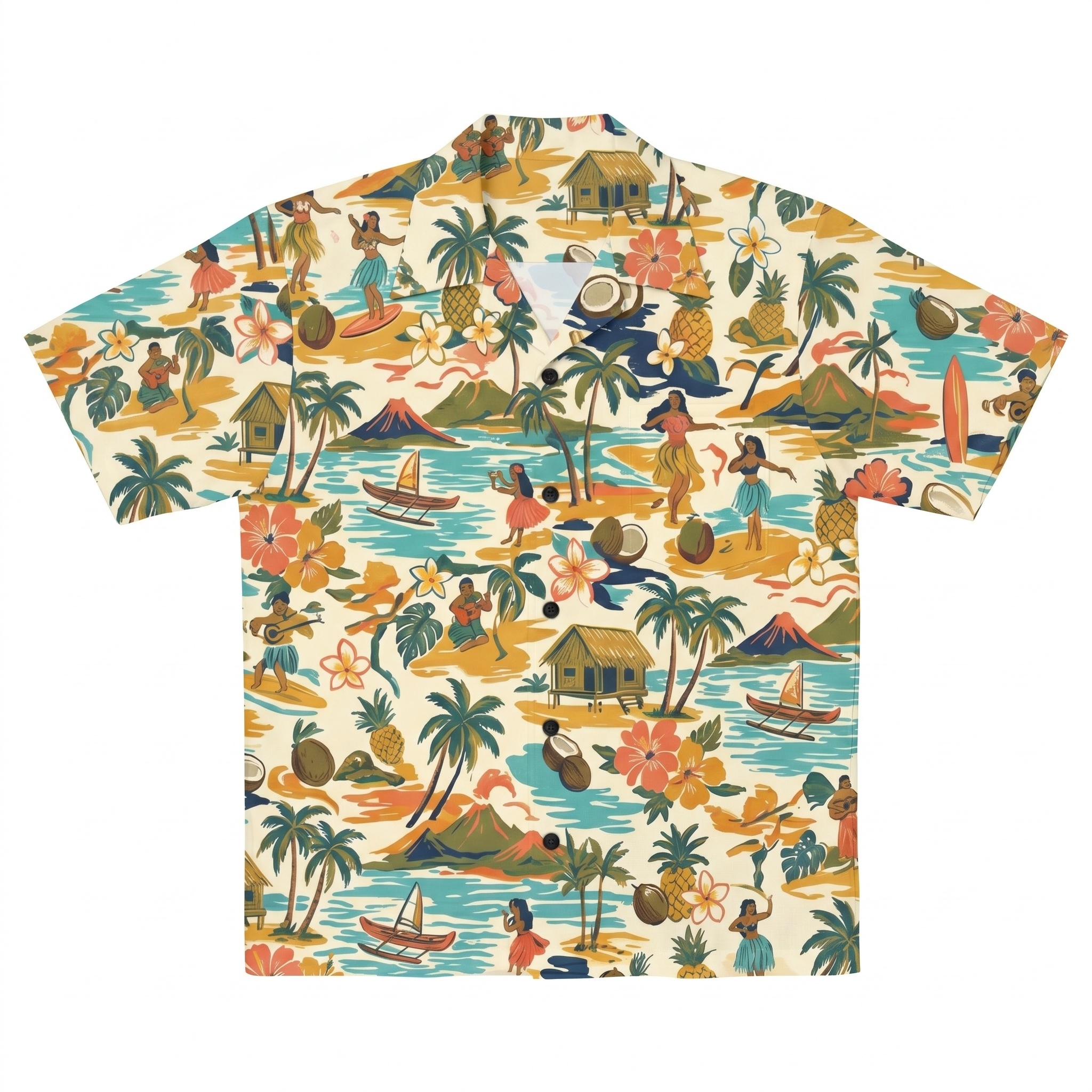 Hawaii Coastal Beach Village Camp Shirt