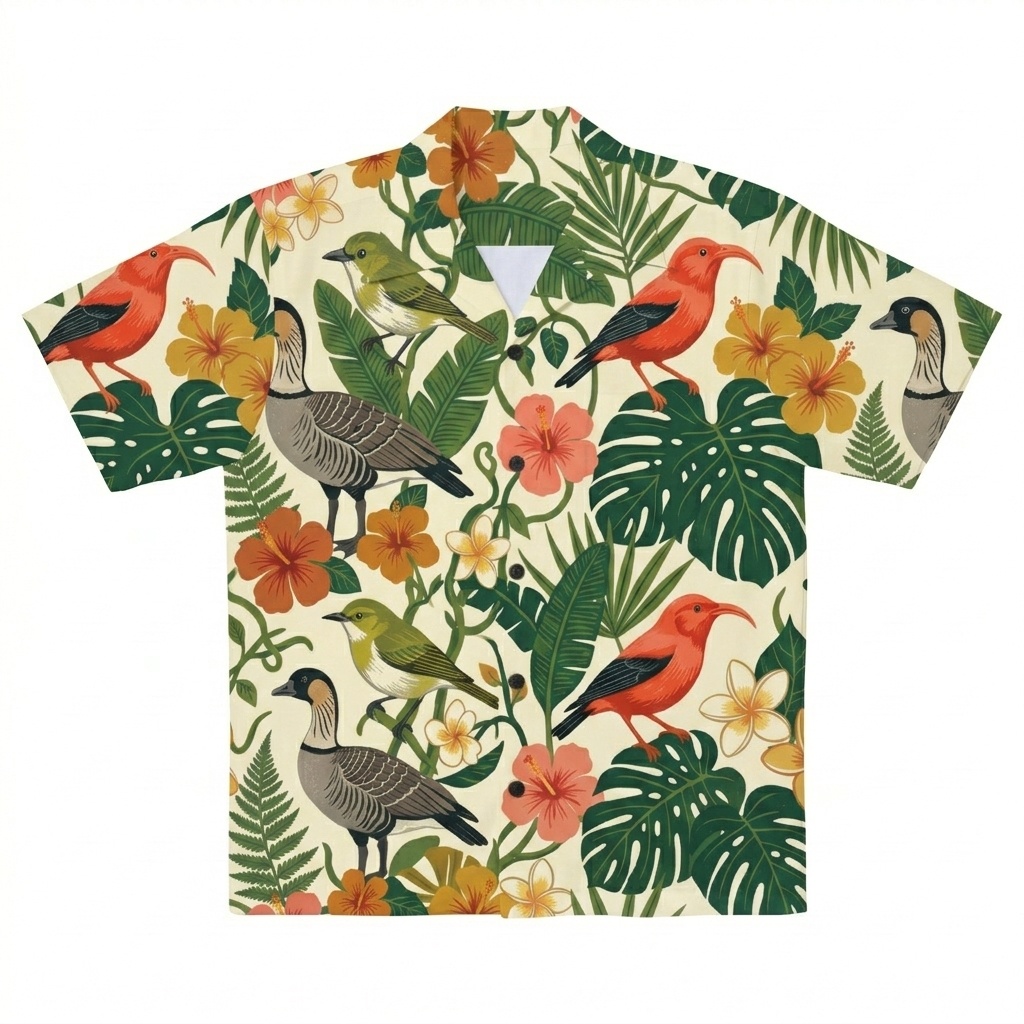 Hawaii Coastal Bird Jungle Camp Shirt