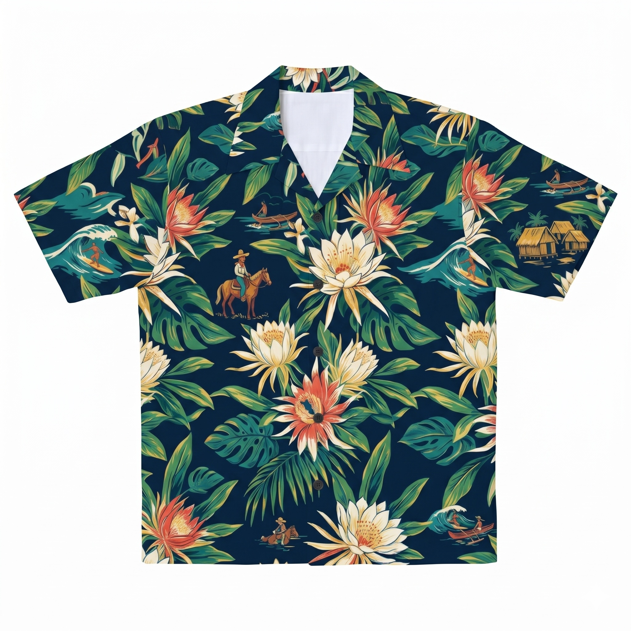 Hawaii Coastal Island Bloom Camp Shirt