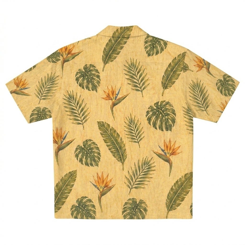 Hawaii Coastal Leaf Strelitzia Camp Shirt