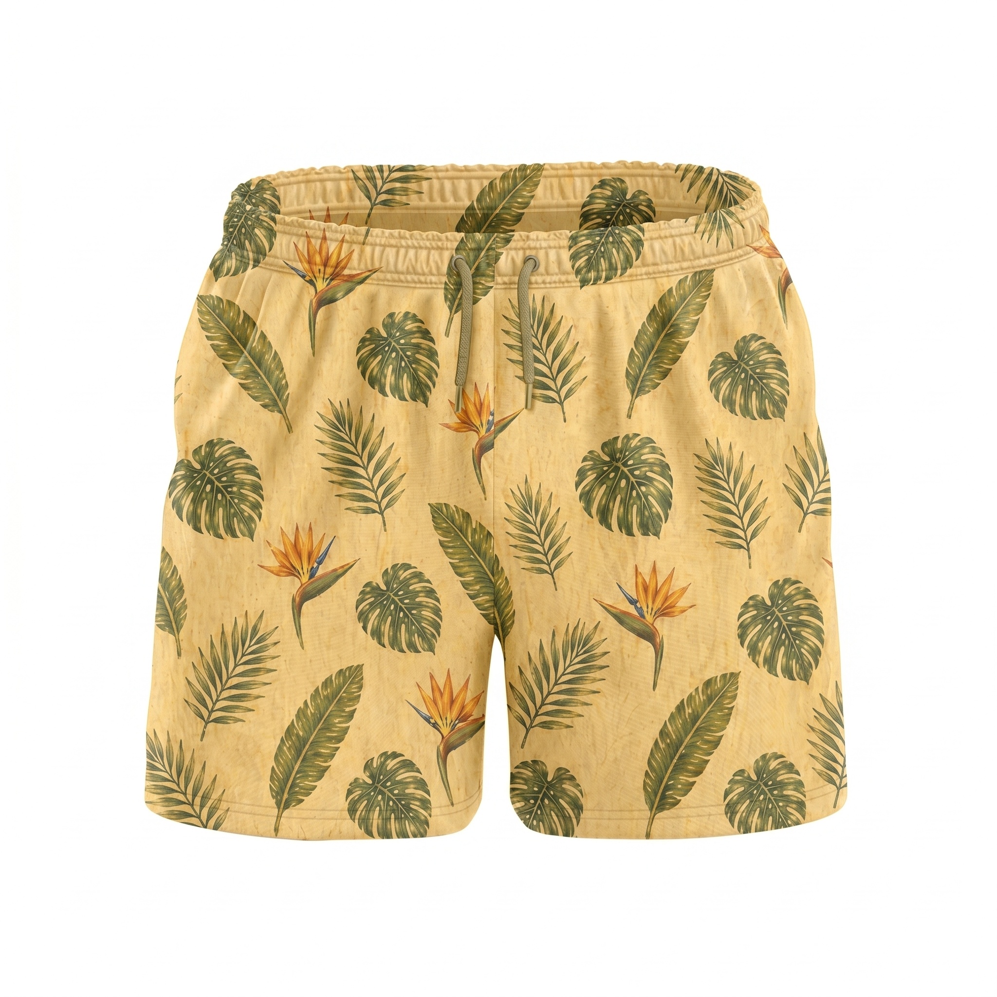 Hawaii Coastal Leaf Strelitzia Drawstring Shorts