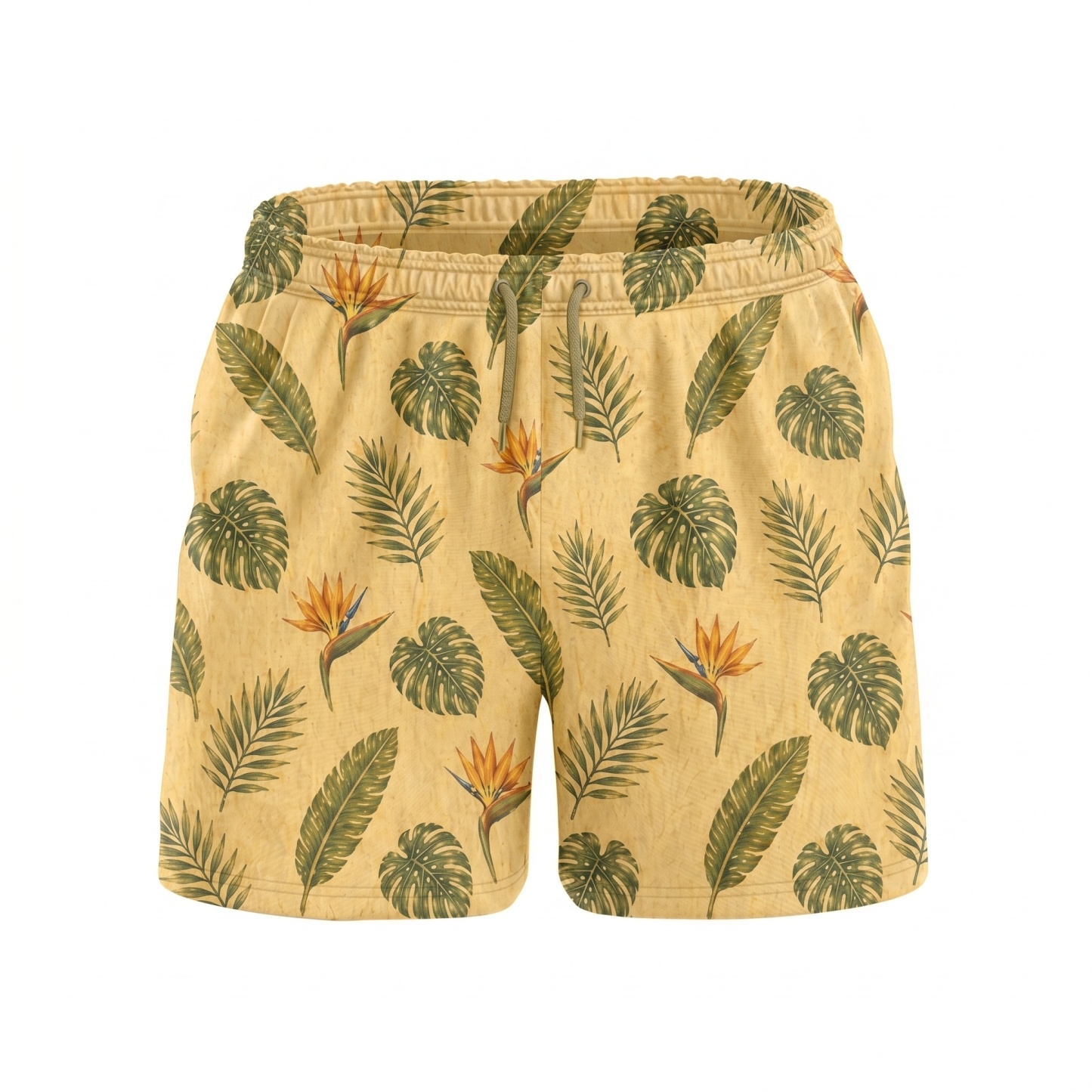 Hawaii Coastal Leaf Strelitzia Drawstring Shorts