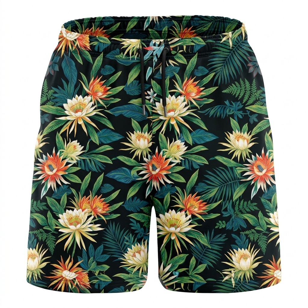Hawaii Coastal Midnight Bloom Drawstring Shorts