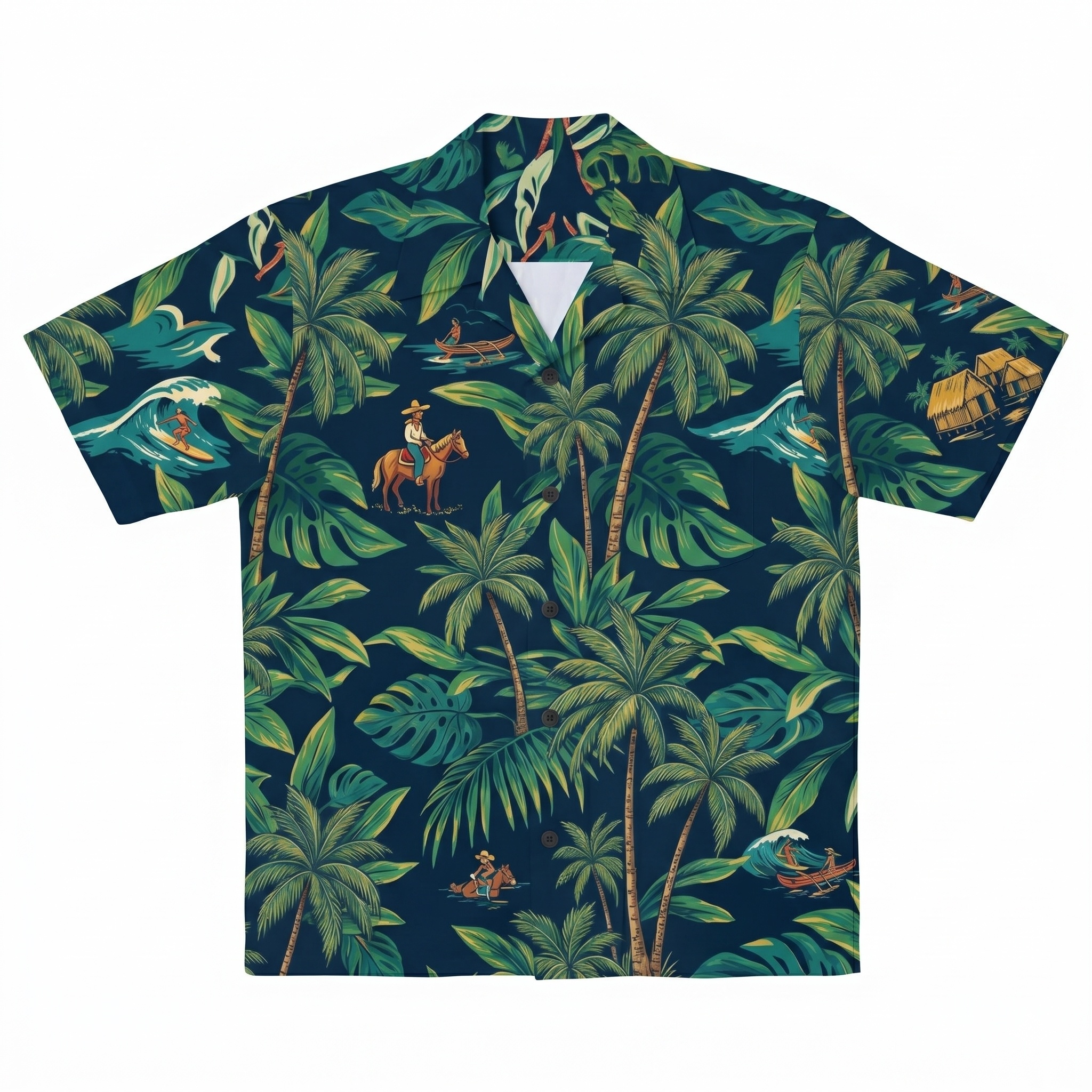 Hawaii Coastal Midnight Palm Camp Shirt