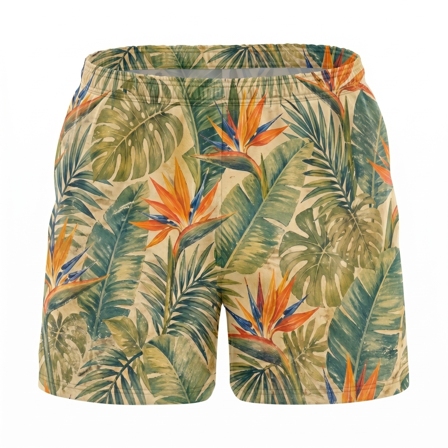 Hawaii Coastal Monstera Strelitzia Drawstring Shorts