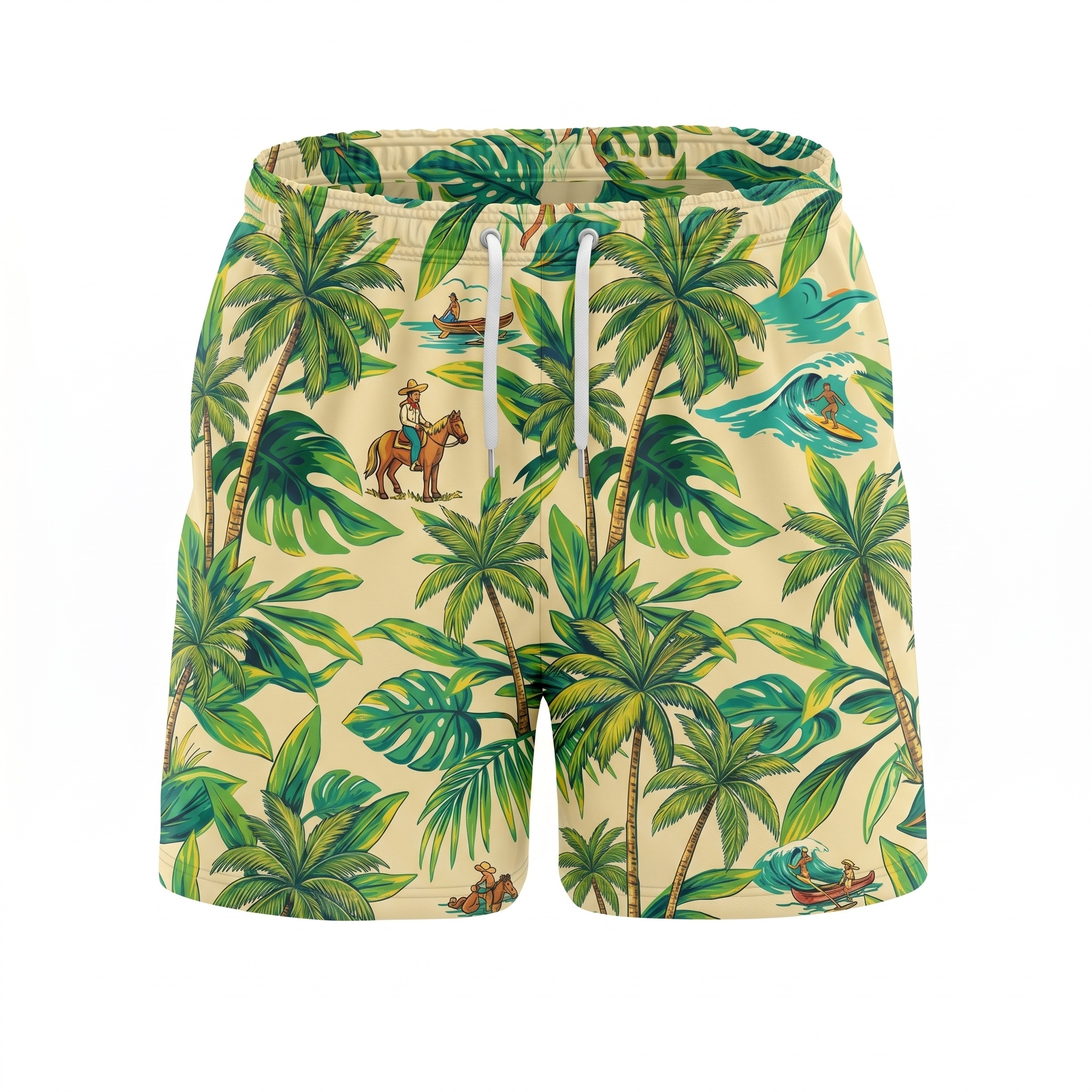 Hawaii Coastal Palm Safari Drawstring Shorts