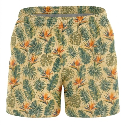 Hawaii Coastal Palm Strelitzia Drawstring Shorts