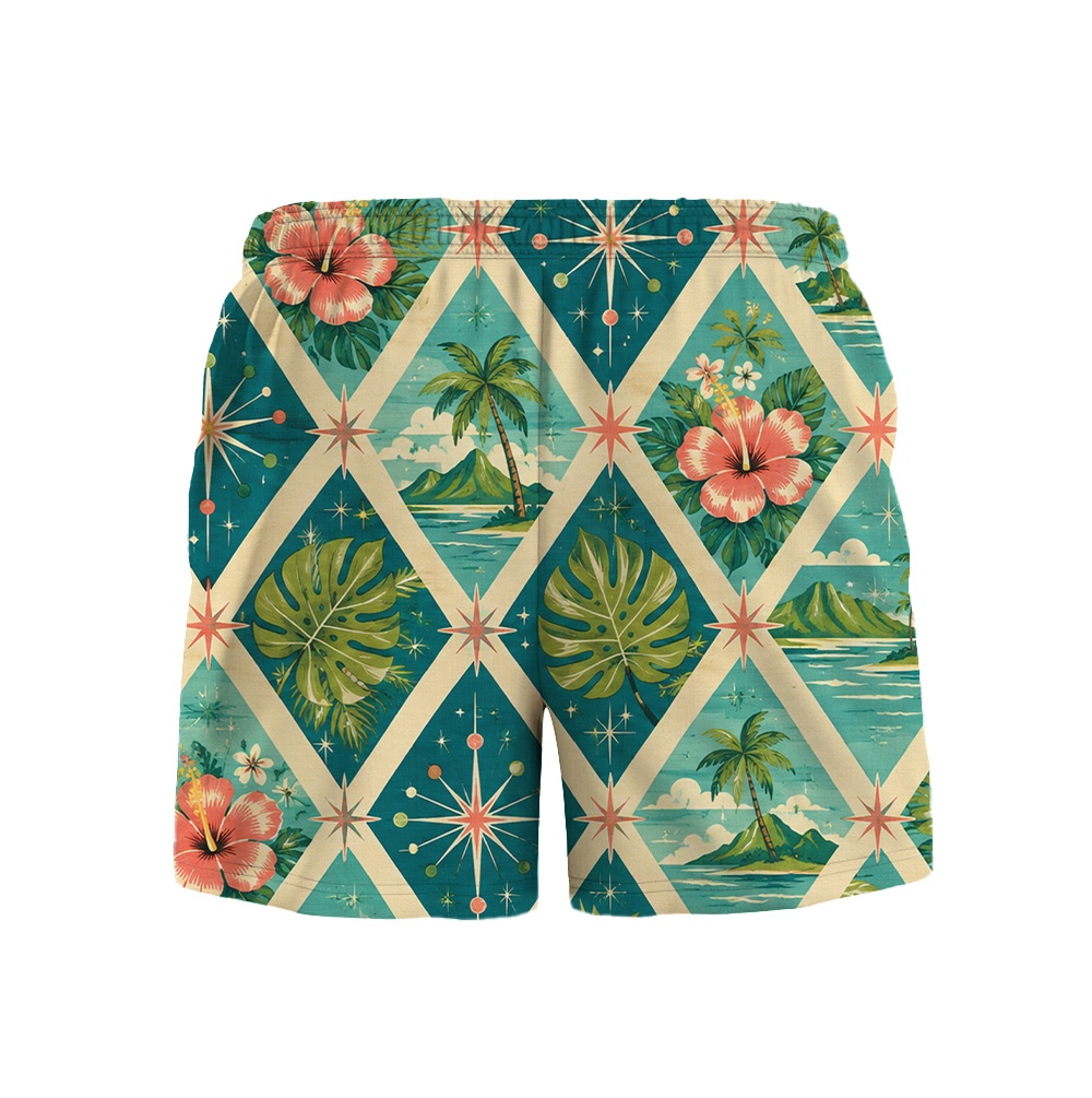 Hawaii Cream Atomic Coral Argyle Camp Shirt