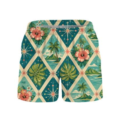 Hawaii Cream Atomic Coral Argyle Camp Shirt