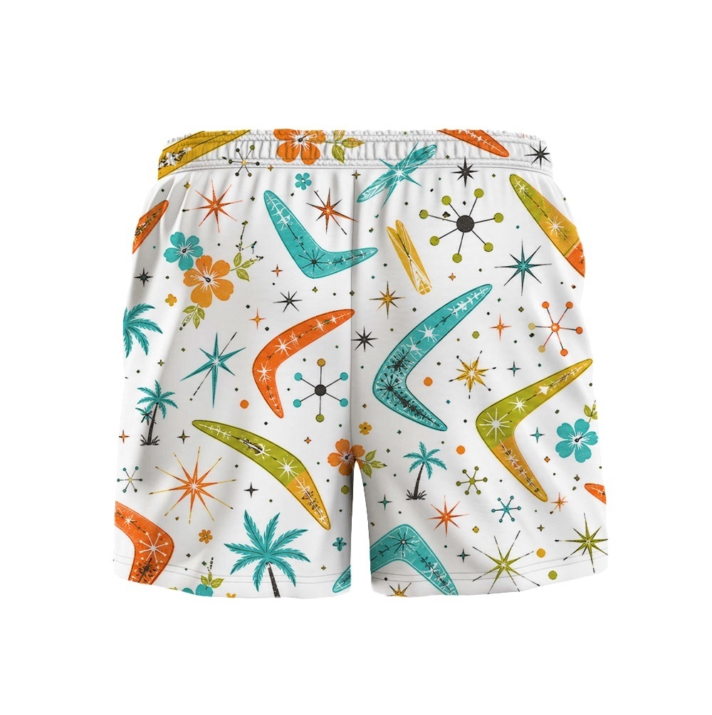 Hawaii Cream Atomic Star Palm Drawstring Shorts