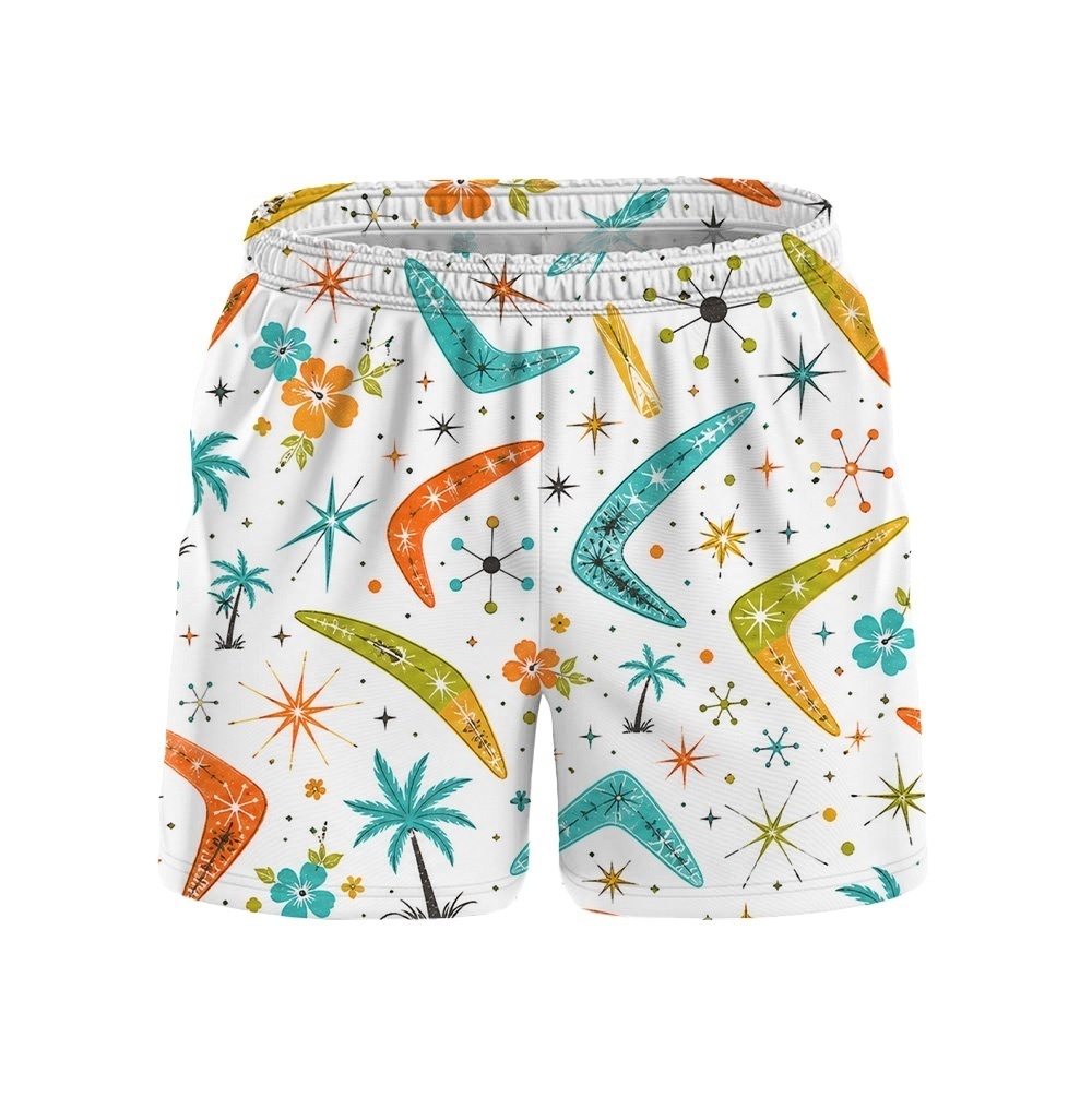 Hawaii Cream Atomic Star Palm Drawstring Shorts