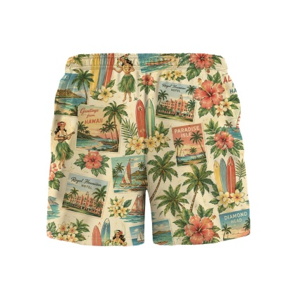 Hawaii Cream Surf Postcard Palm Camp Shirt