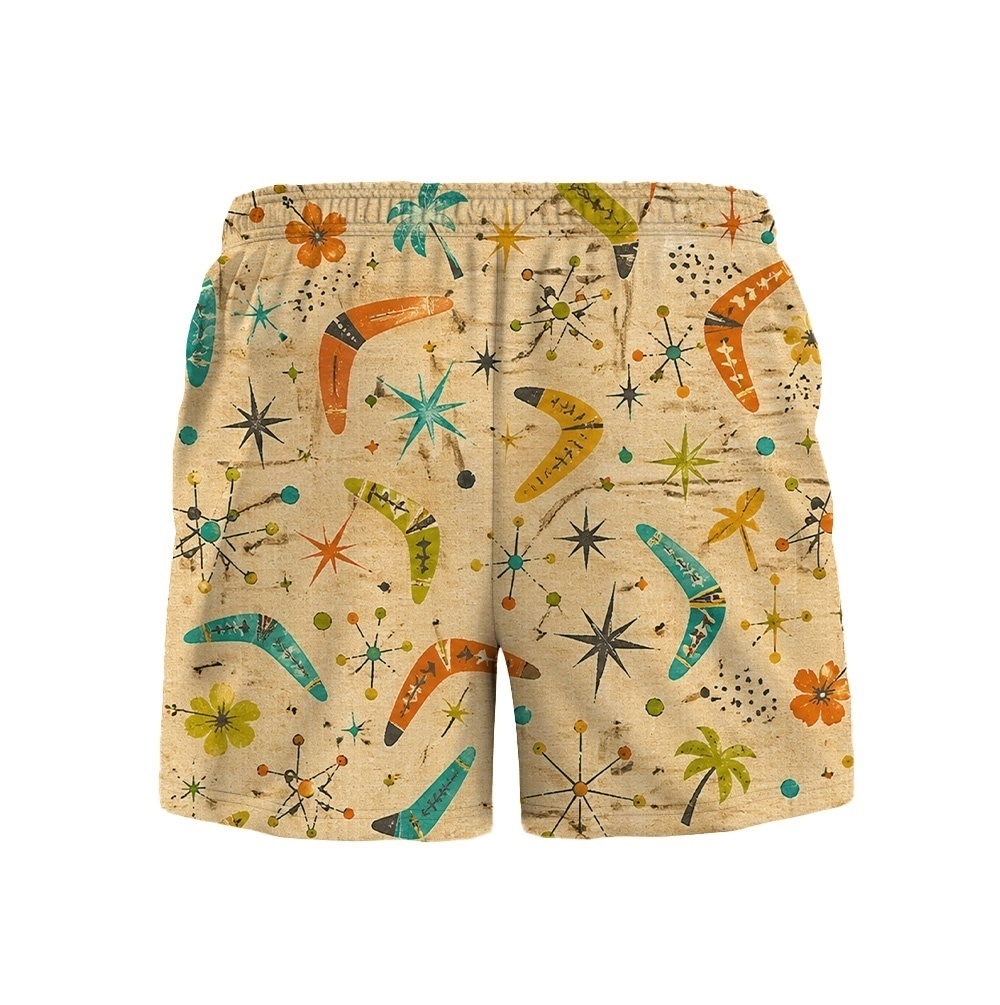 Hawaii Floral Atomic Palm Star Drawstring Shorts