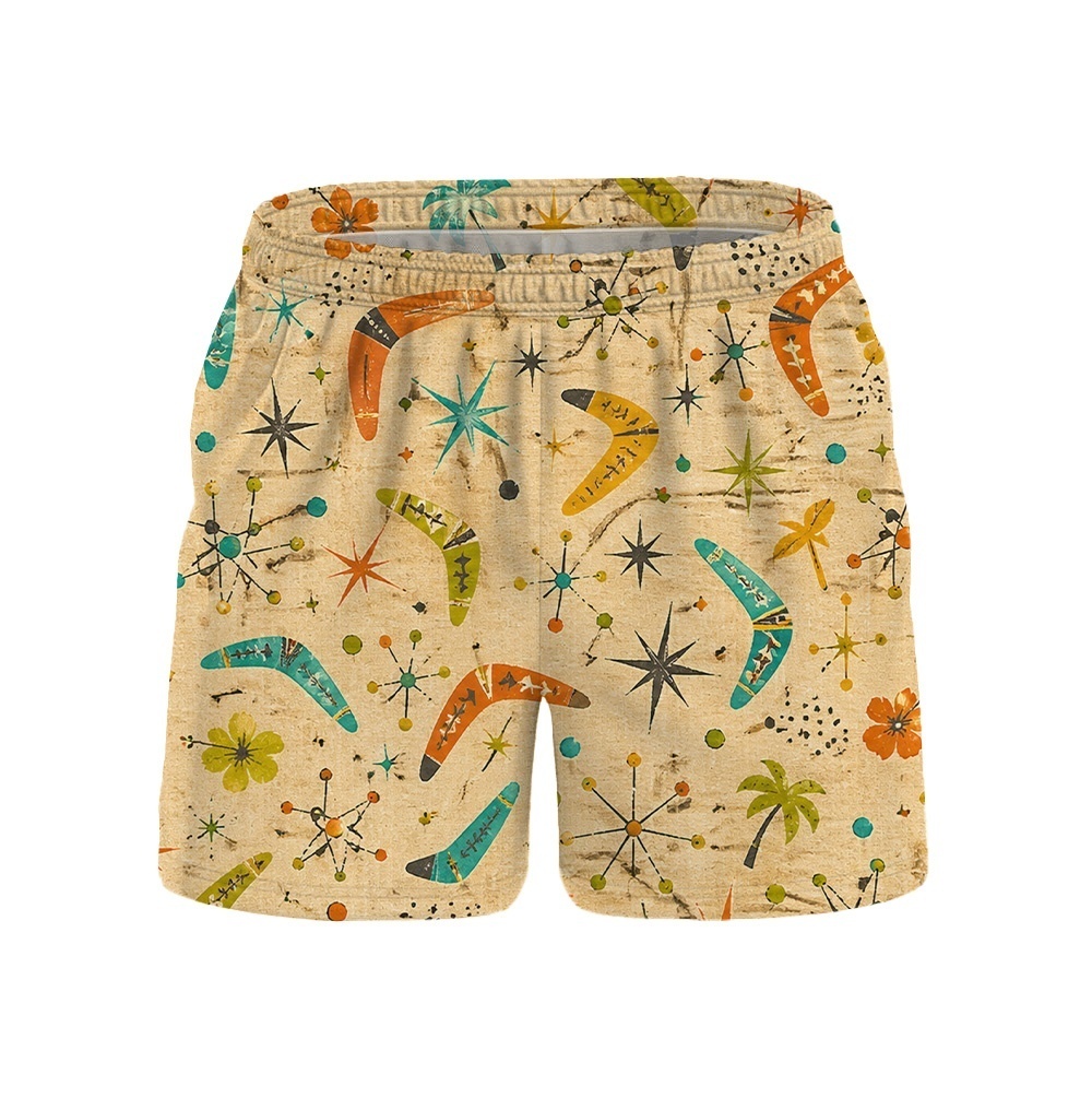 Hawaii Floral Atomic Palm Star Drawstring Shorts