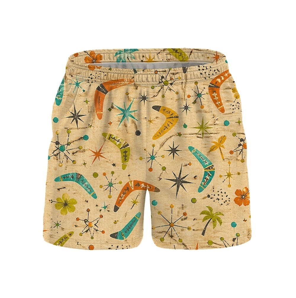 Hawaii Floral Atomic Palm Star Drawstring Shorts