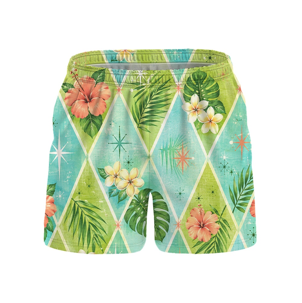 Hawaii Frost Atomic Hibiscus Grid Camp Shirt