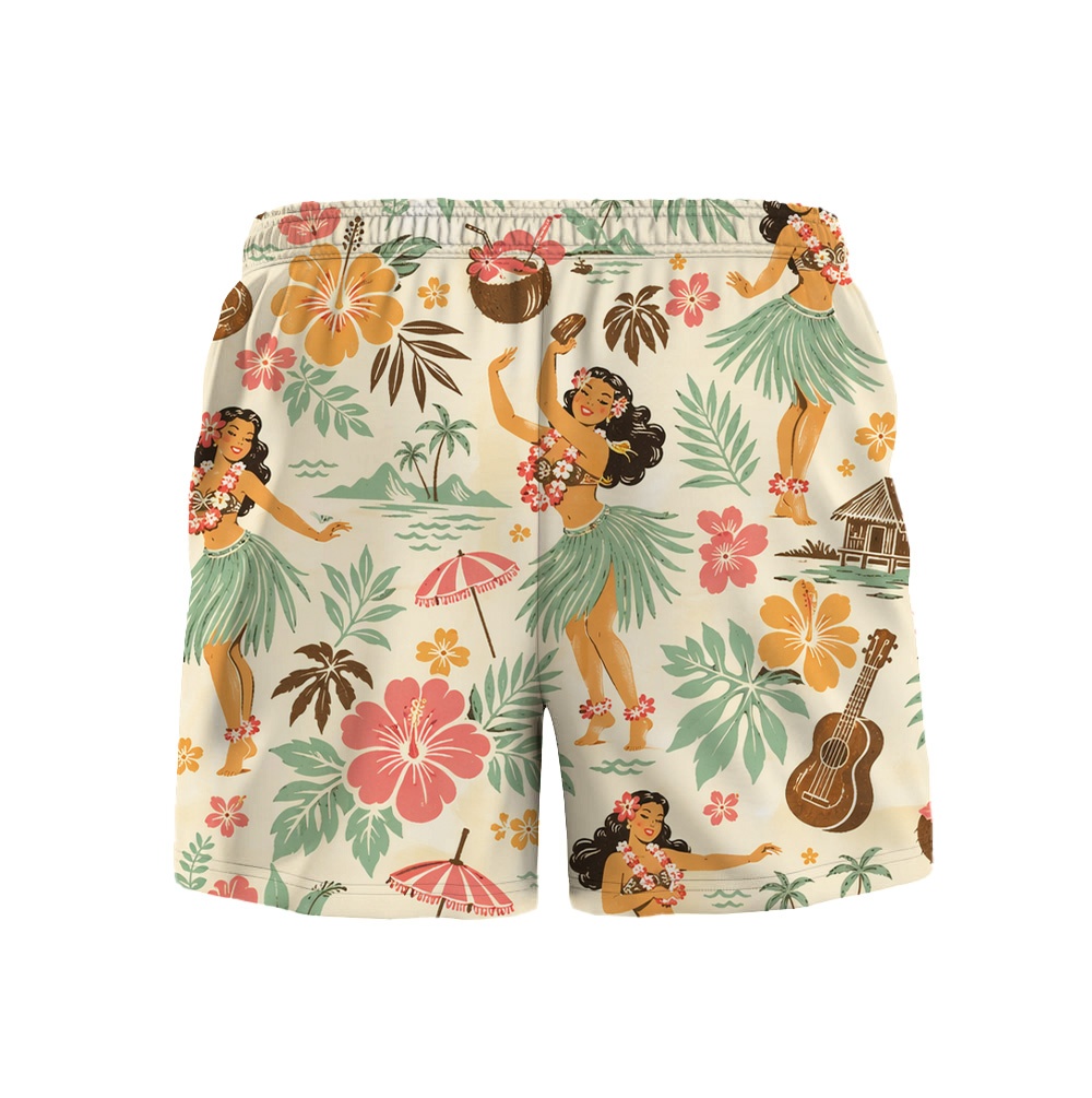 Hawaii Hula Island Hula Drawstring Shorts