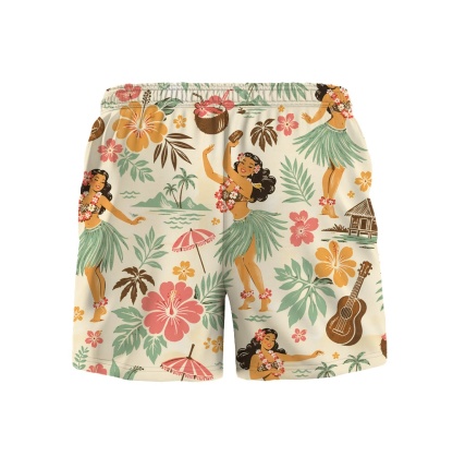 Hawaii Hula Island Hula Drawstring Shorts