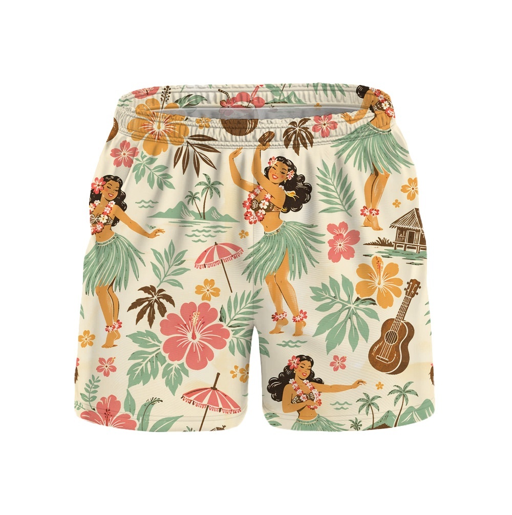 Hawaii Hula Island Hula Drawstring Shorts