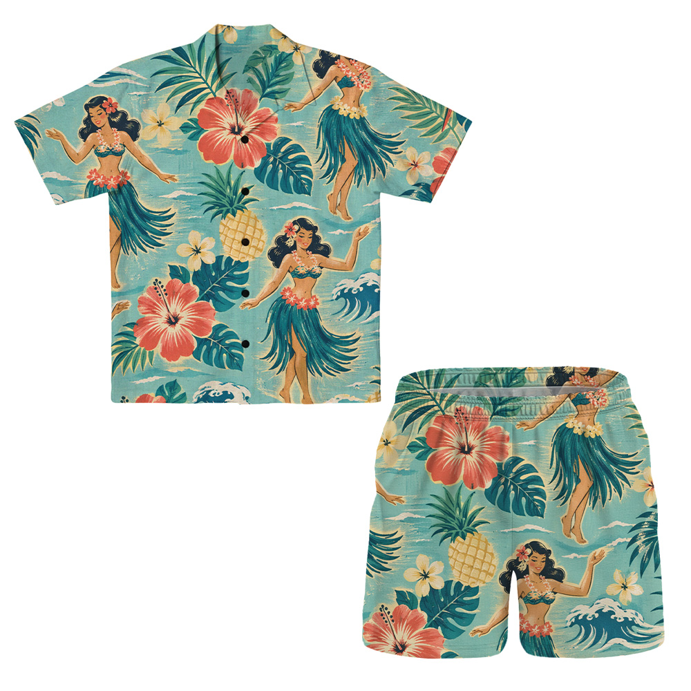Hawaii Hula Lagoon Hula Camp Shirt Set