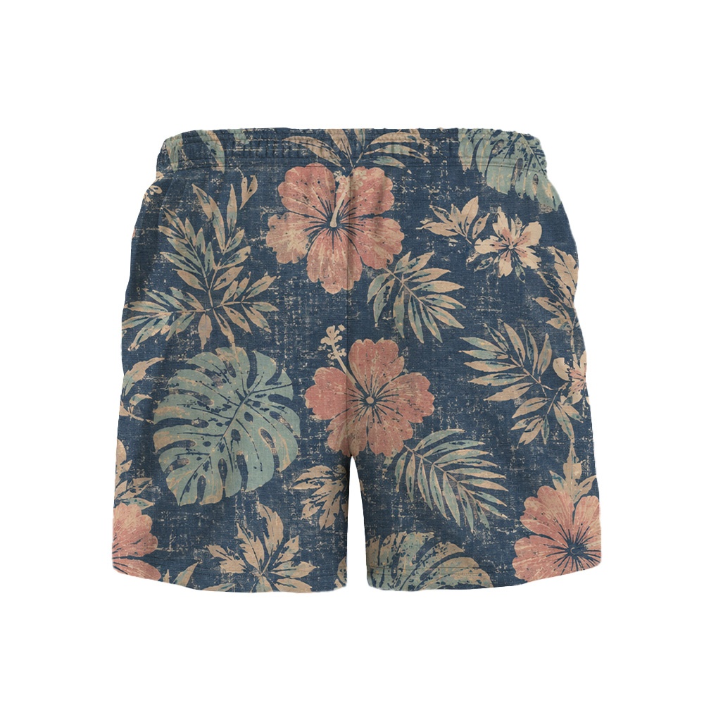 Hawaii Indigo Blush Hibiscus Palm Camp Shirt