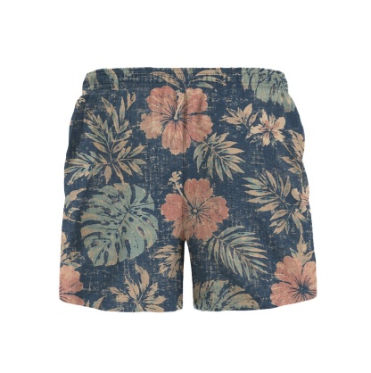 Hawaii Indigo Blush Hibiscus Palm Camp Shirt