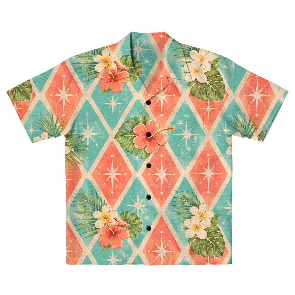 Hawaii Ivory Atomic Tropical Diamond Camp Shirt