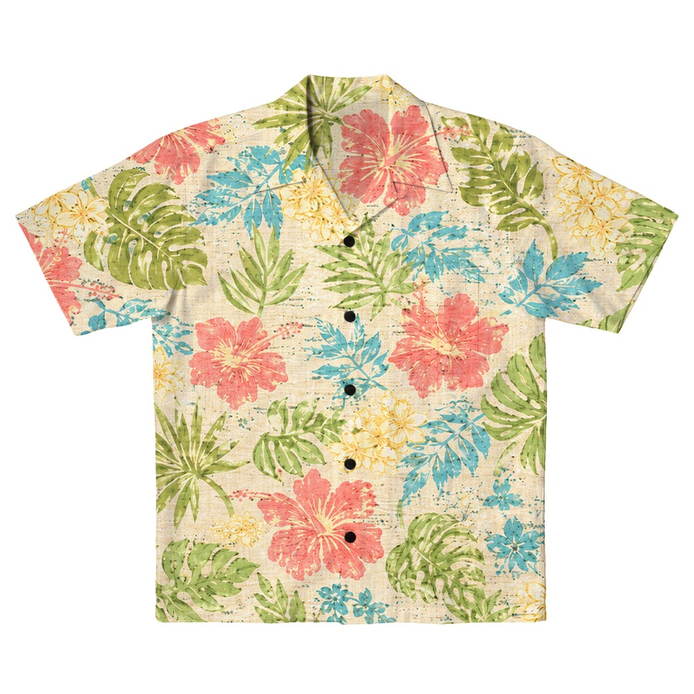 Hawaii Ivory Pastel Monstera Bloom Camp Shirt