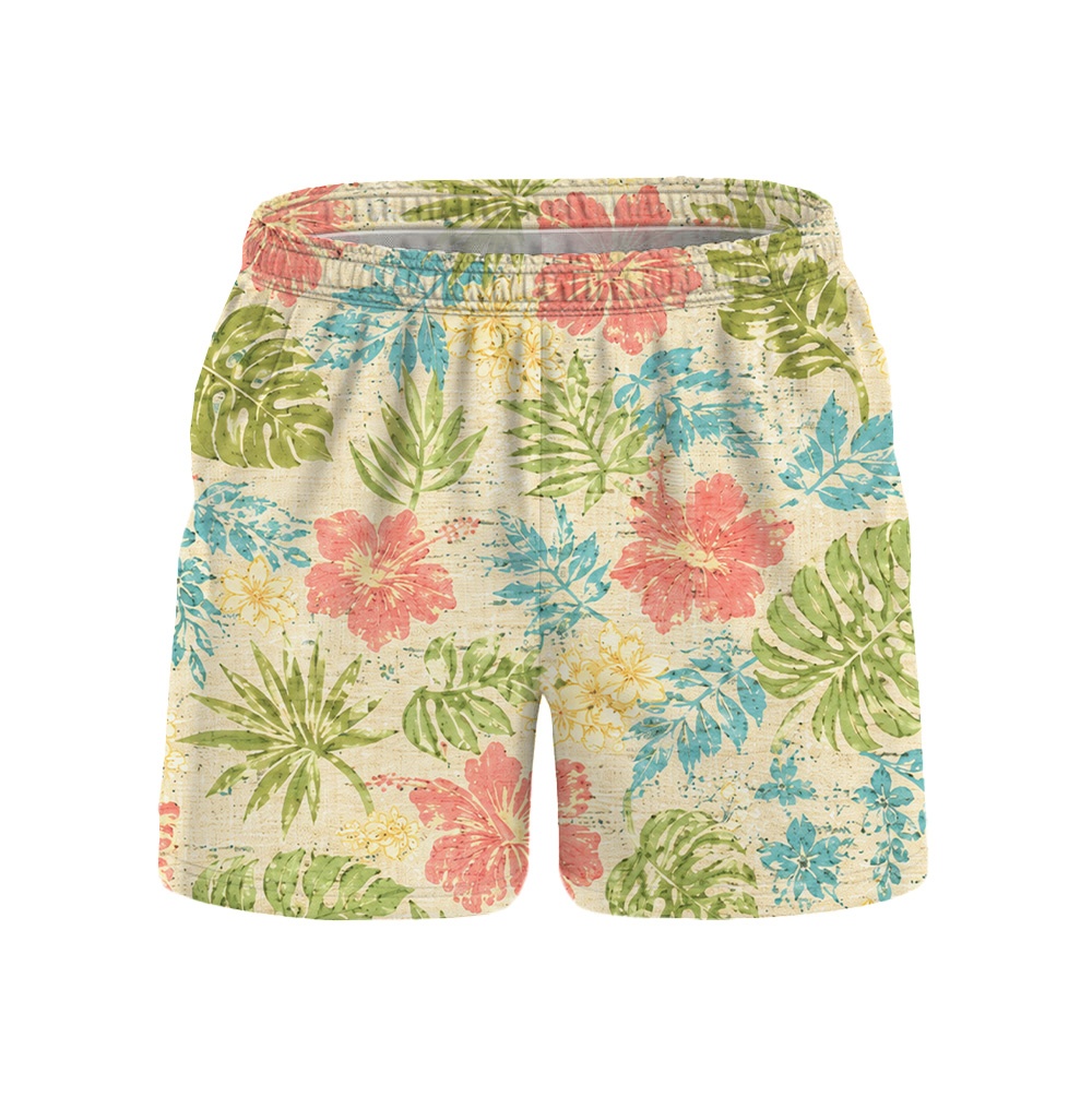 Hawaii Ivory Pastel Monstera Bloom Camp Shirt