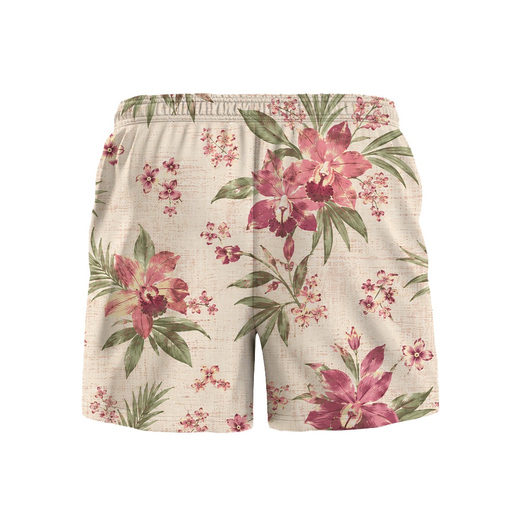 Hawaii Ivory Plum Orchid Leaf Camp Shirt