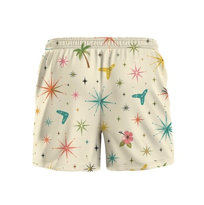 Hawaii Ivory Space Palm Star Drawstring Shorts