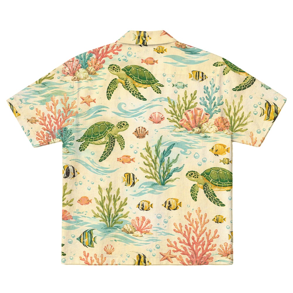 Hawaii Ivory Turtle Reef Bloom Camp Shirt