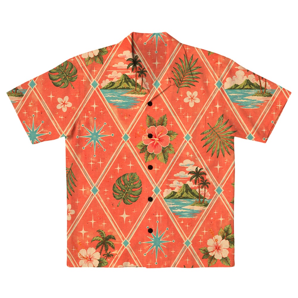 Hawaii Jade Atomic Teal Argyle Camp Shirt
