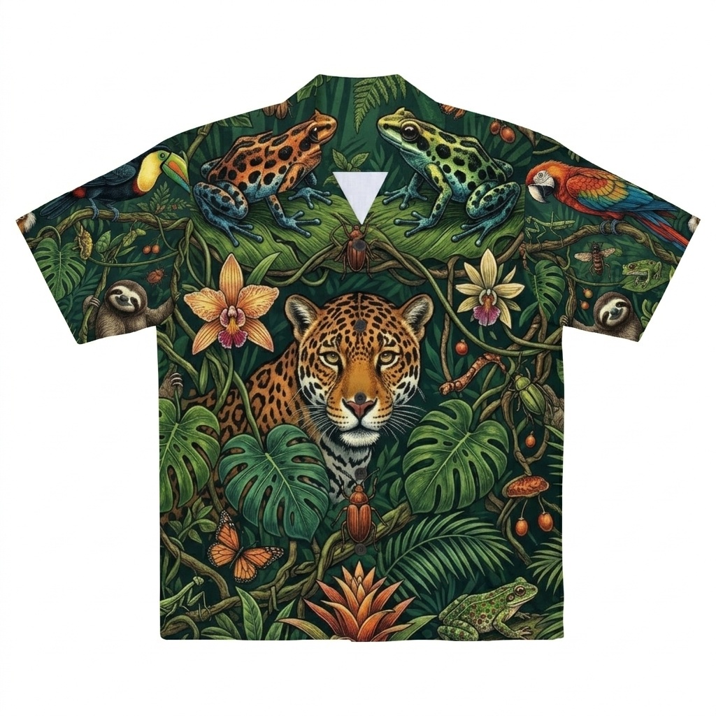 Hawaii Jungle Tiger Tropic Camp Shirt