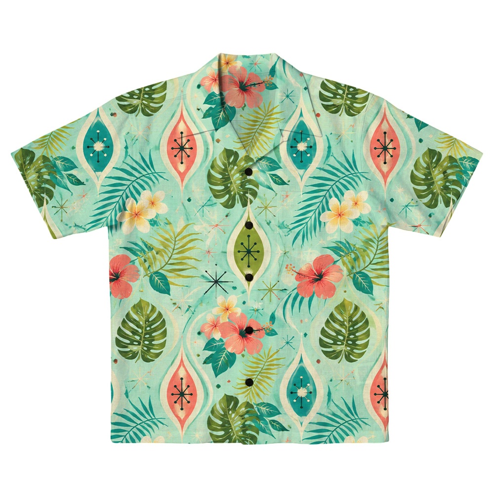 Hawaii Lagoon Atomic Argyle Hibiscus Camp Shirt