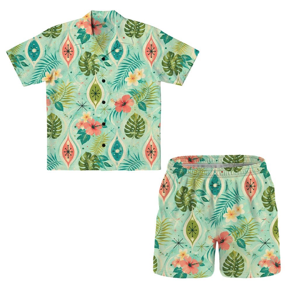 Hawaii Lagoon Atomic Argyle Hibiscus Camp Shirt