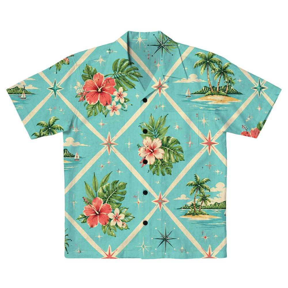 Hawaii Lagoon Atomic Cream Argyle Camp Shirt
