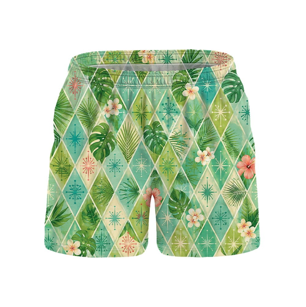 Hawaii Linen Atomic Aqua Diamond Camp Shirt