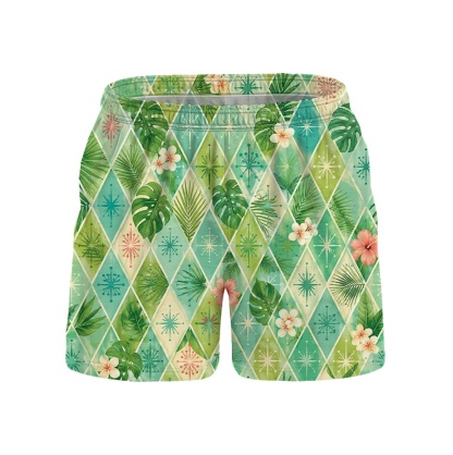 Hawaii Linen Atomic Aqua Diamond Camp Shirt