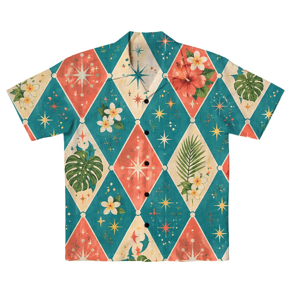 Hawaii Linen Atomic Jade Argyle Camp Shirt