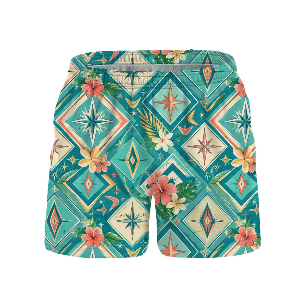Hawaii Mint Atomic Diamond Monstera Camp Shirt