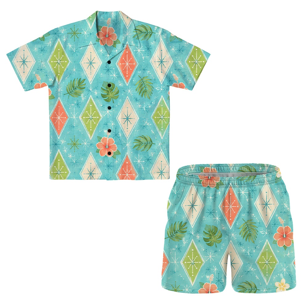 Hawaii Mint Atomic Ocean Diamond Camp Shirt