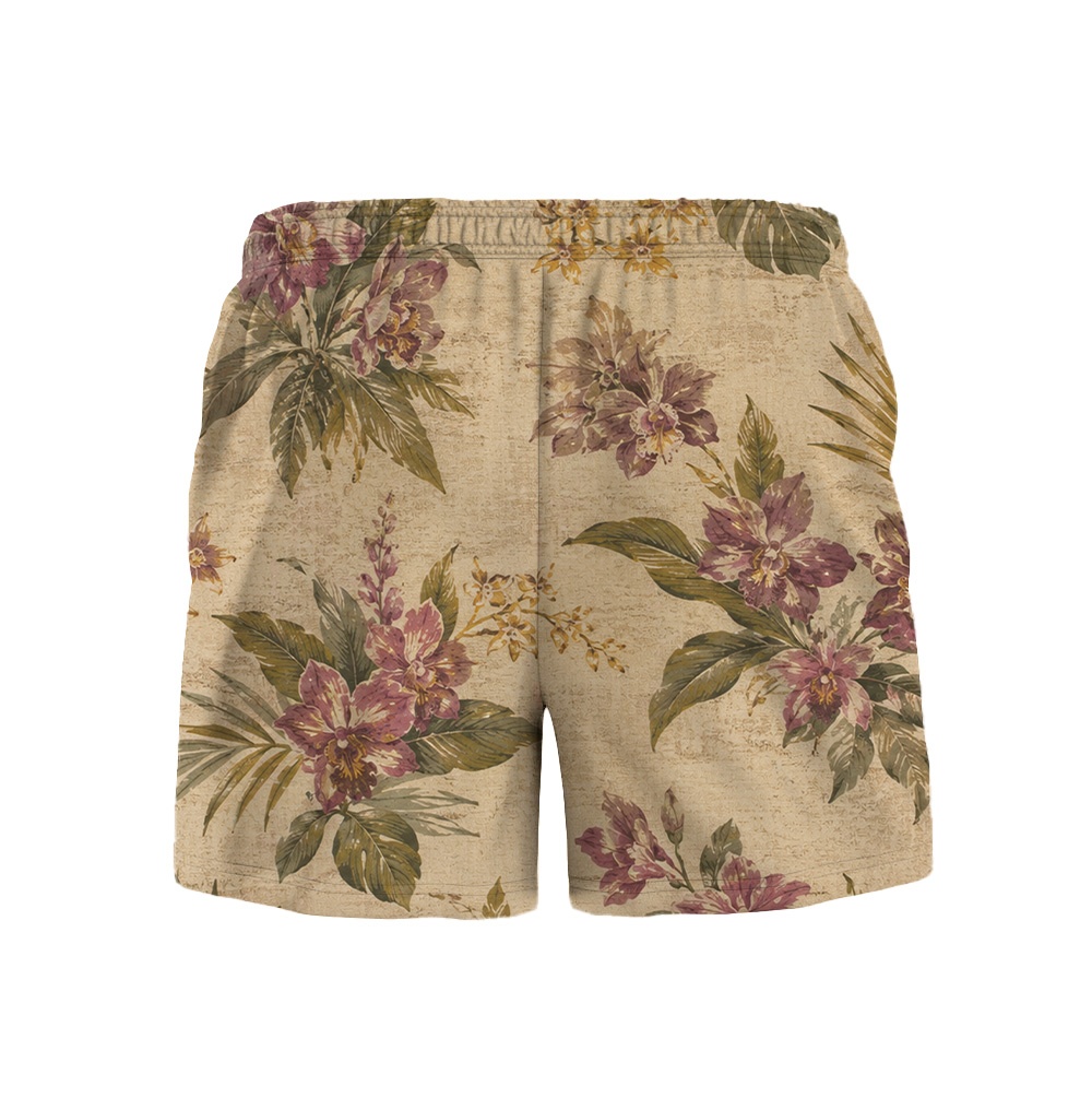 Hawaii Natural Lilac Orchid Palm Camp Shirt