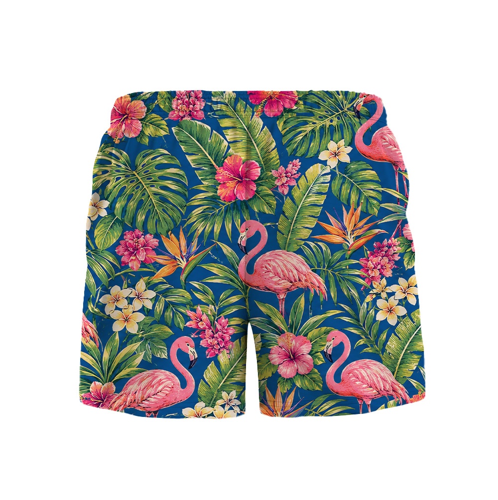Hawaii Navy Flamingo Tropical Leaf Camp Shirt