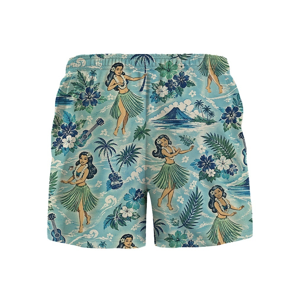 Hawaii Ocean Surf Hula Dancer Camp Shirt