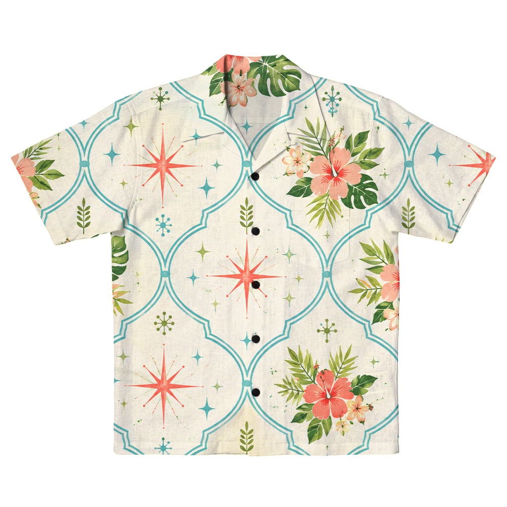 Hawaii Pearl Atomic Emerald Diamond Camp Shirt
