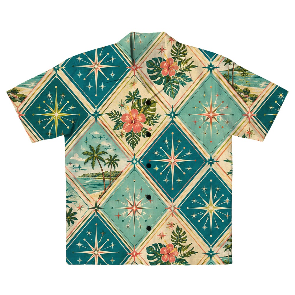 Hawaii Powder Atomic Salmon Argyle Camp Shirt