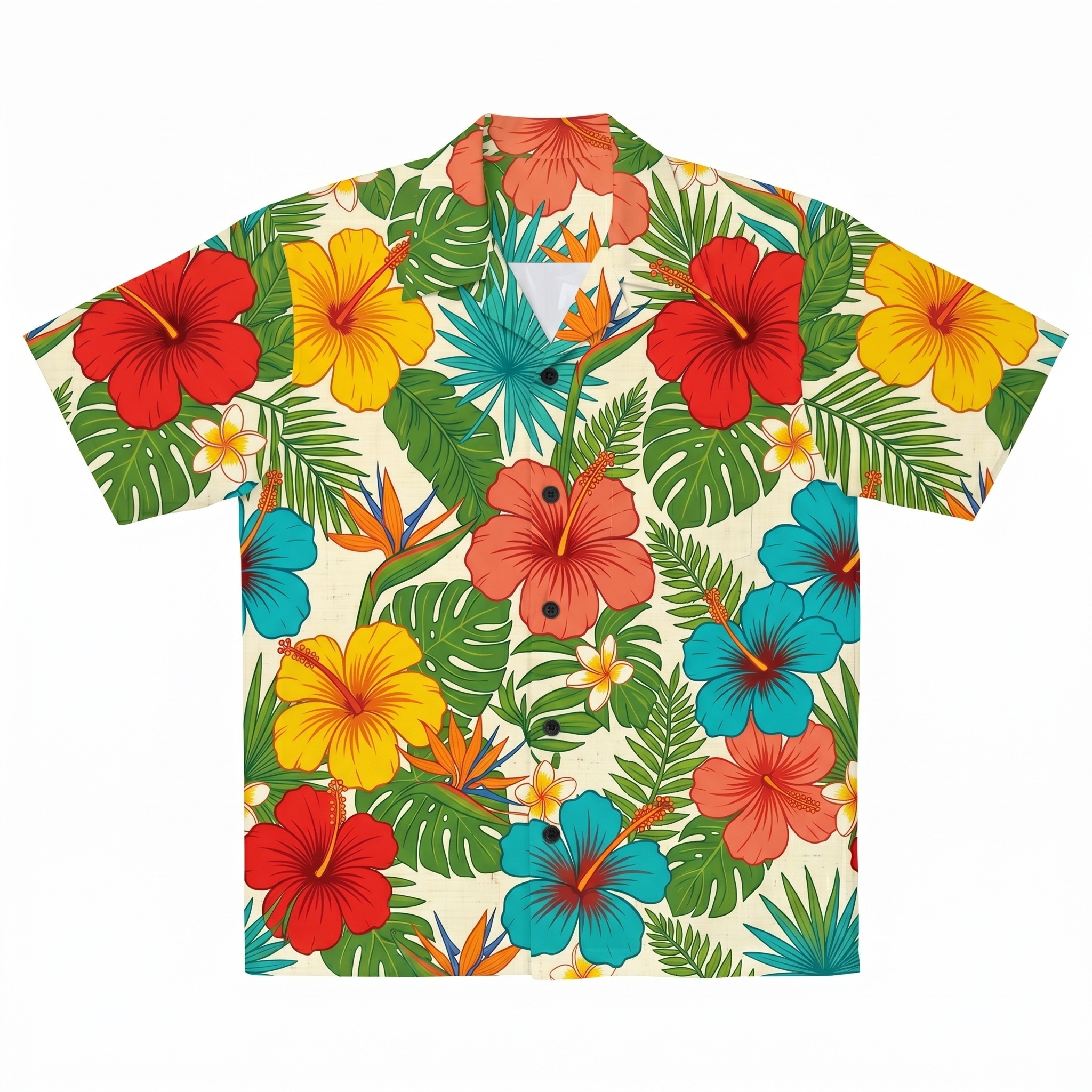 Hawaii Retro Hibiscus Burst Camp Shirt