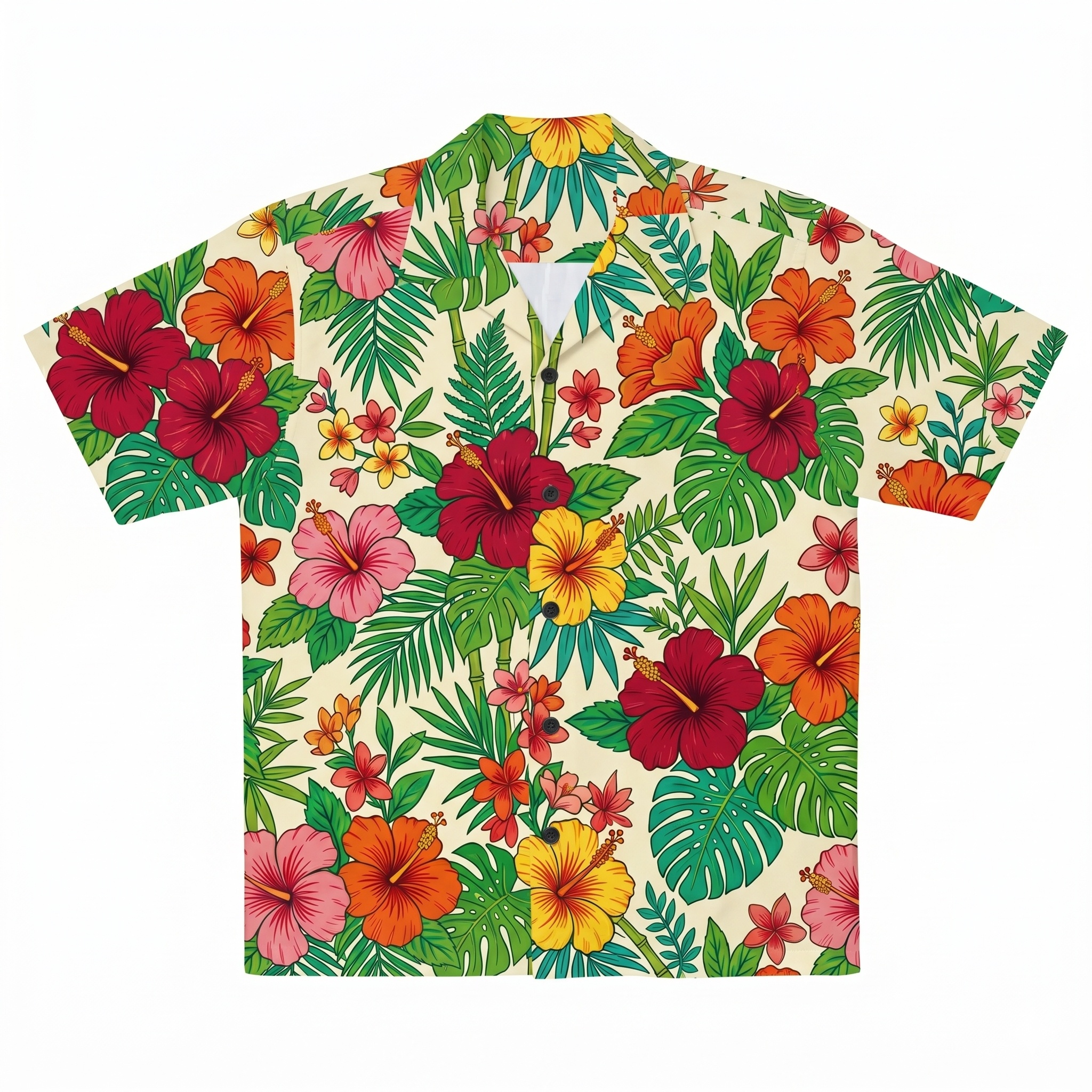 Hawaii Retro Hibiscus Garden Camp Shirt