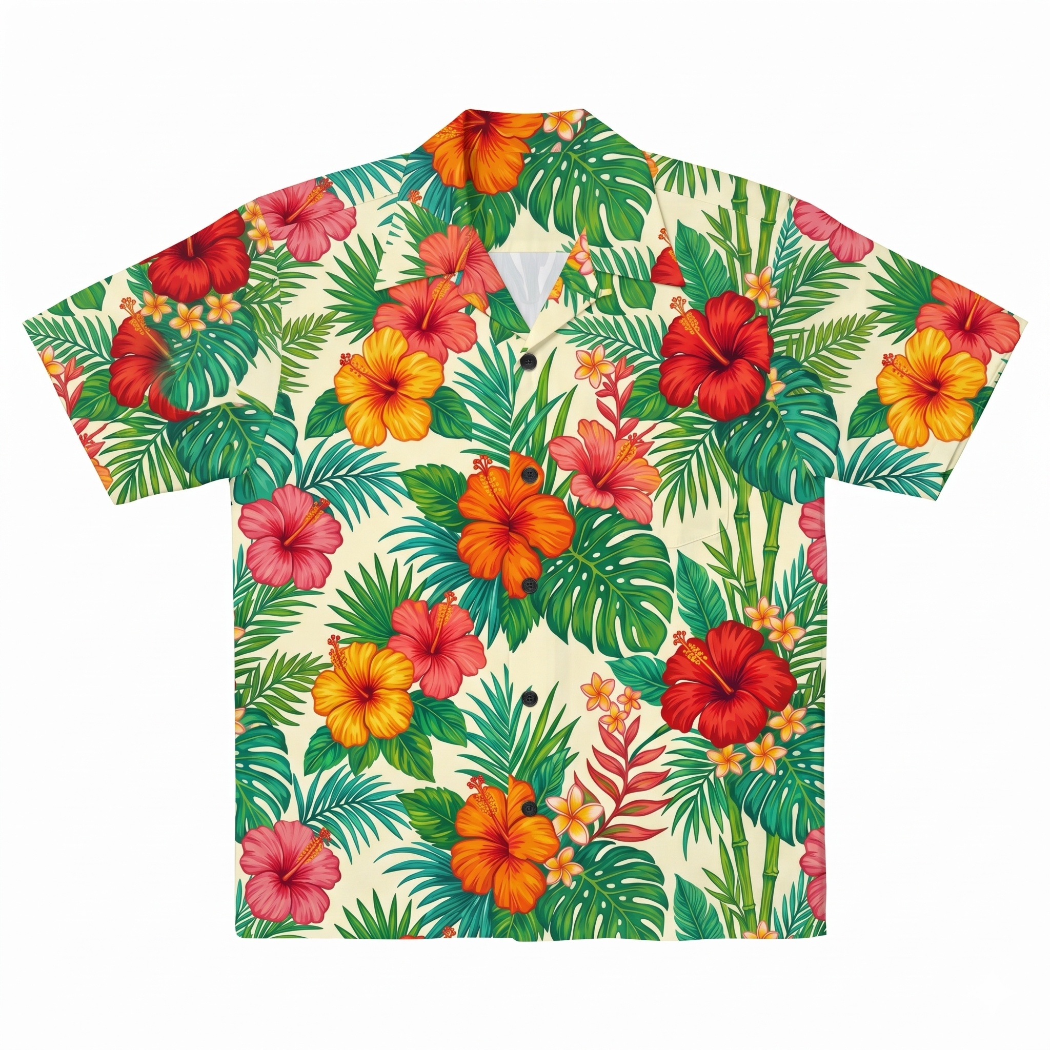 Hawaii Retro Tropical Hibiscus Camp Shirt